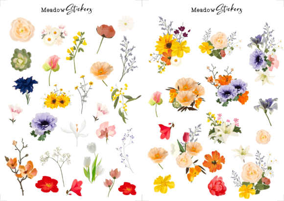 Download Meadow Spring Flower Sticker Sheet - Sheet Collection