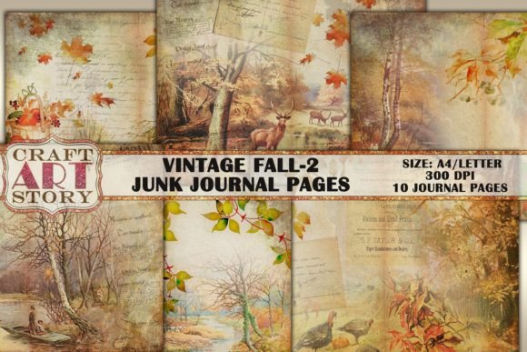 Download Vintage Fall Junk Journal Kit-2 - Fall junk journal Collection