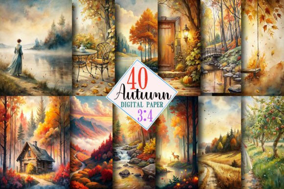Download Watercolor Autumn Junk Journal Kit Page - Junk journal kit Collection