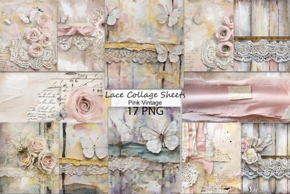 Download Pink Vintage Lace Collage Sheets - Sheet Collection