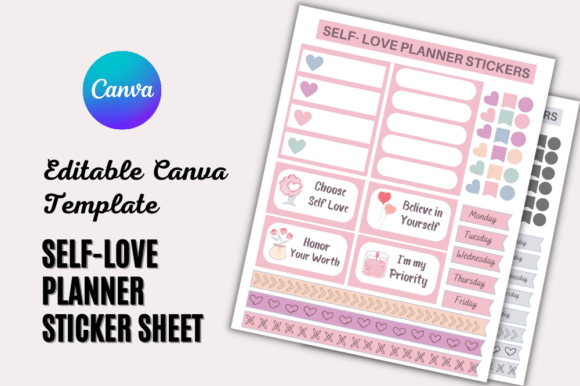 Download SELF-LOVE PLANNER STICKER SHEET TEMPLATE - Sheet Collection