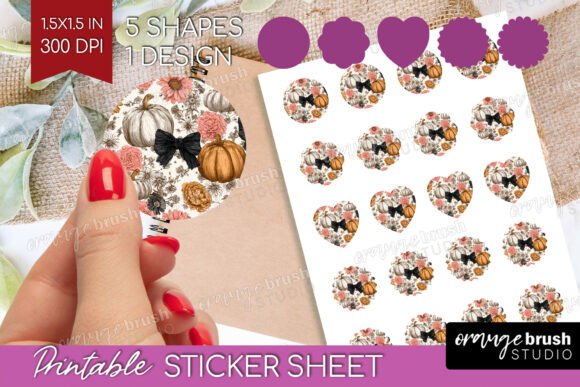 Download Coquette Pumpkin Printable Sticker Sheet - Sheet Collection