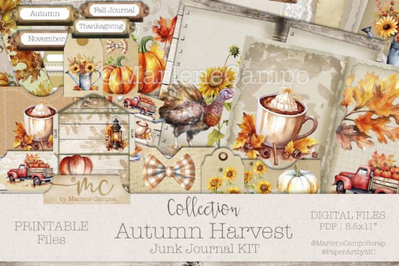 Download Autumn Harvest Junk Journal KIT - Junk journal kit Collection