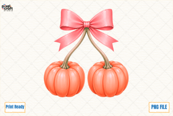 Download Coquette Fall Pumpkin Cherries Bow PNG - Premium Resources