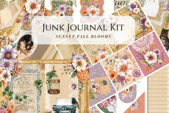 Download Sunset Fall Blooms Junk Journal Kit - Junk journal kit Collection