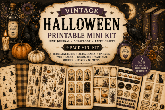 Download Vintage Halloween Junk Journal Kit - Junk journal kit Collection