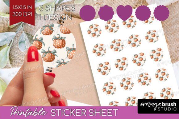 Download Coquette Pumpkin Printable Sticker Sheet - Sheet Collection