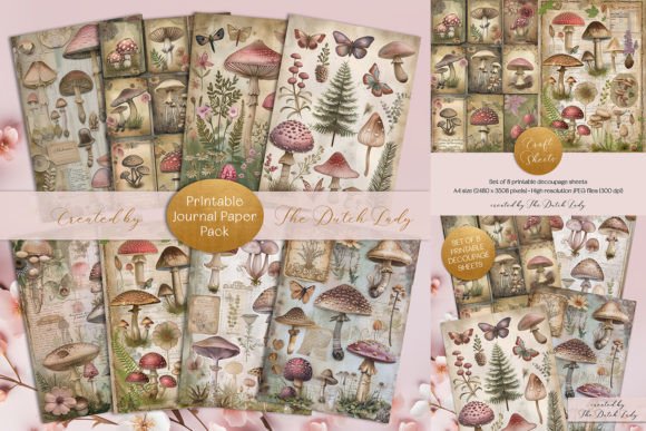 Download Mushroom Decoupage Sheet Set - Sheet Collection