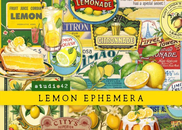 Download Lemon Ephemera Pack Collage Sheets - Sheet Collection