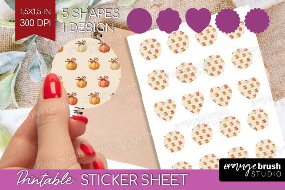 Download Coquette Pumpkin Printable Sticker Sheet - Sheet Collection