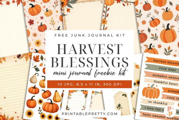 Download Harvest Blessings Fall Junk Journal Kit - Fall junk journal Collection